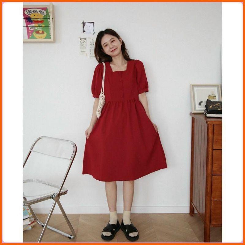 Đầm bầu công sở váy bầu dáng dài, đầm bầu thu đông chất cotton V015 tay dài