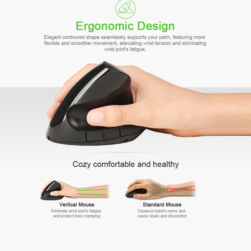 Chuột Dọc Quang Học Có Dây Ergonomic 5 Nút Cho Máy Tính Xách Tay PC