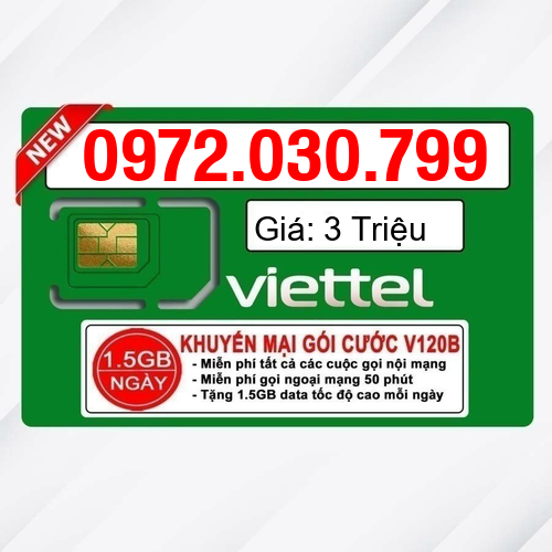 Sim Viettel số đẹp - Hàng chính hãng - 0972.030.799