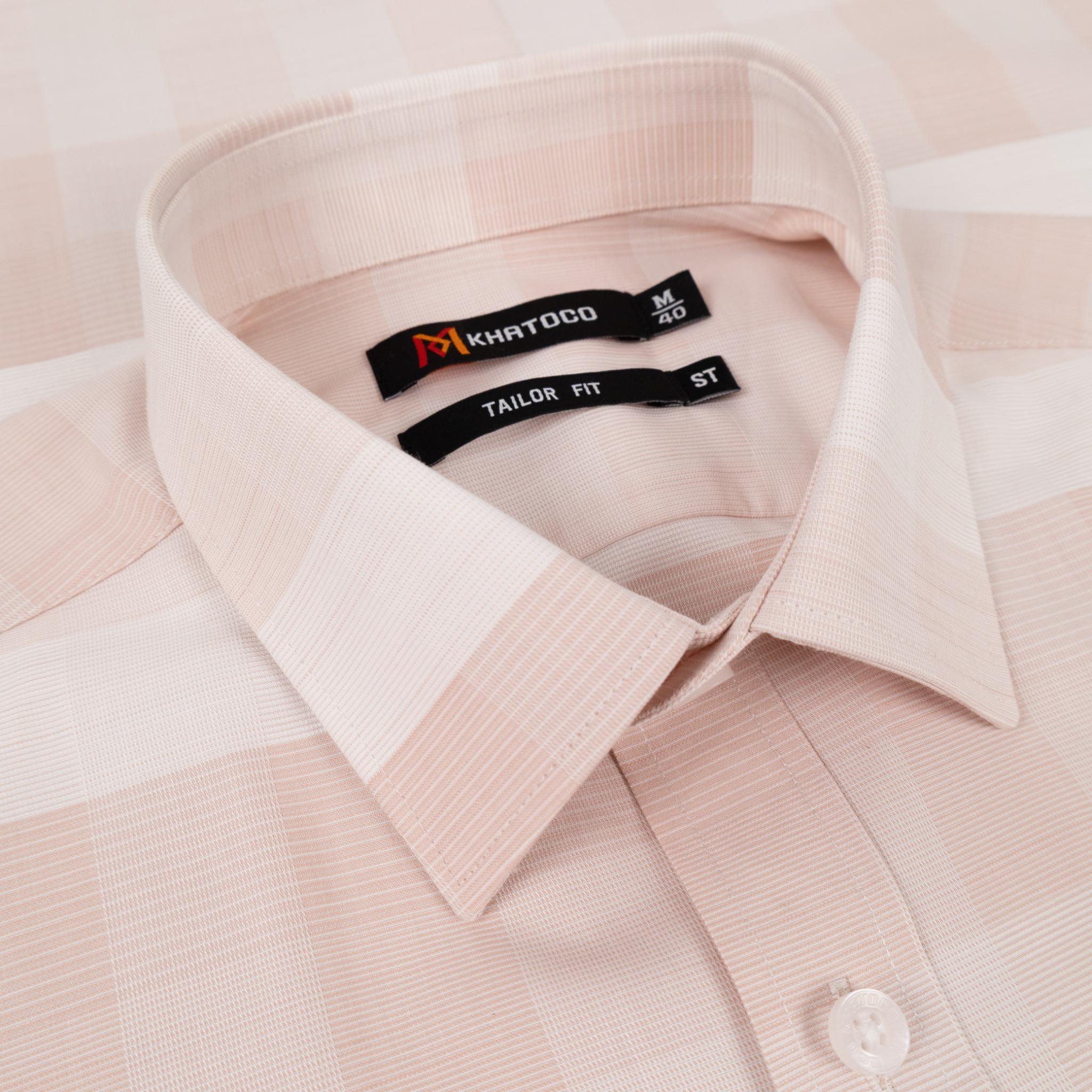 Áo sơ mi nam KHATOCO Tailor Fit ngắn tay A1MN538T2-CNCR815-2709-N