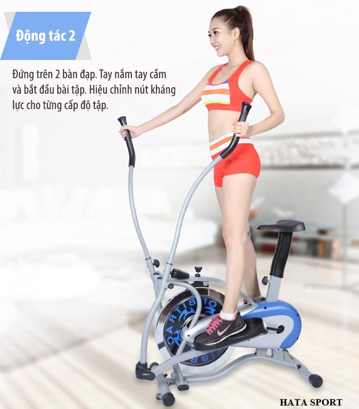 Xe đạp tập thể dục tập gym tại nhà HT40 HATA SPORT, giảm cân, giảm mỡ bụng hiệu quả, thiết kế mạnh mẽ, khung thép chắc chắn có yên ngồi