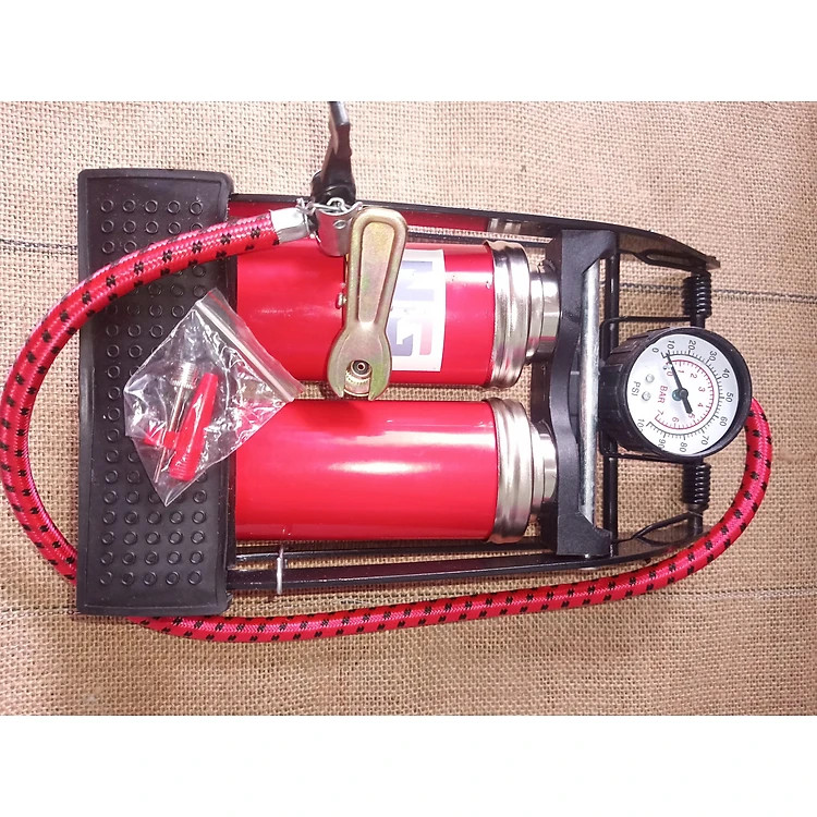 Bơm hơi đạp chân xe máy ô tô chuyên dụng đa năng 2 pitton - Chính Hãng