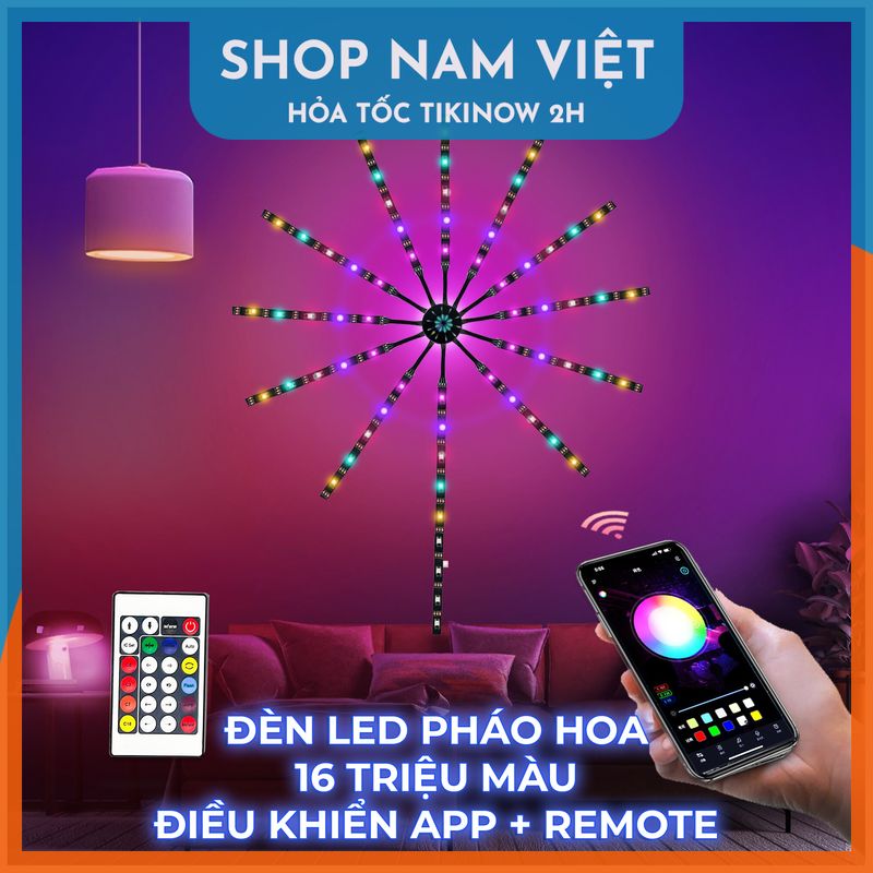 Led Firework Hiệu Ứng Tỏa Sáng Hào Quang, Cảm Ứng Nhạc, Điều Khiển App và Remote