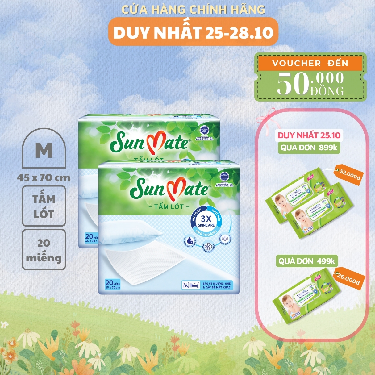 Combo 2 - Tấm lót SunMate mới size M (45x70cm)