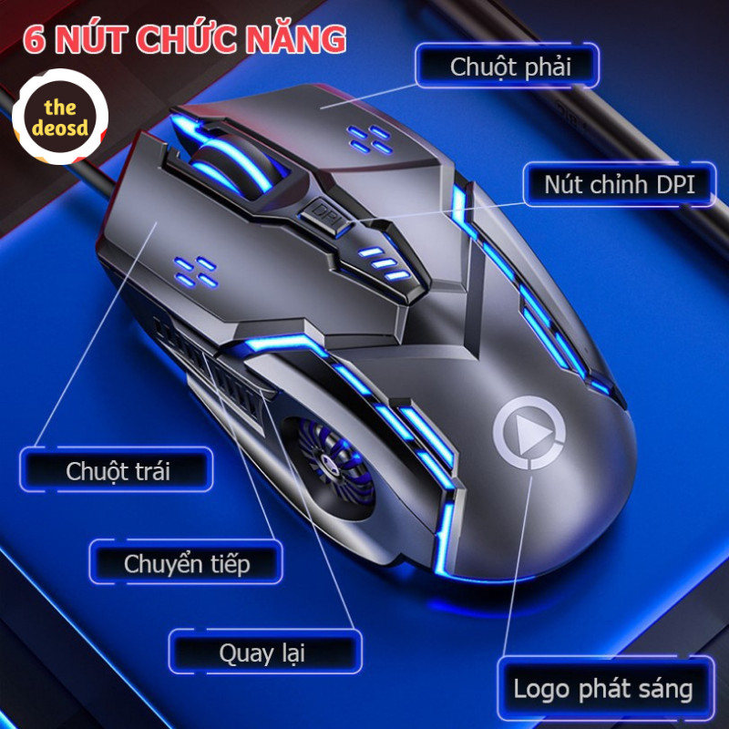 [ DPI Khủng 3200 - 7 Màu Đèn ] - Chuột Máy Tính Game Thủ LED Nhiều Màu THE DEOSD DE07 - Tặng 1 Thẻ Quà Tặng THE DEOSD