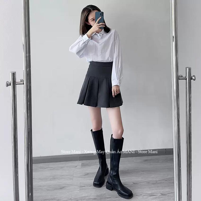 Chân váy tennis kiểu chân váy xểp ly ngắn bản to cạp cao ulzzang - Chân váy xếp li xòe dáng ngắn phong cách Hàn Quốc