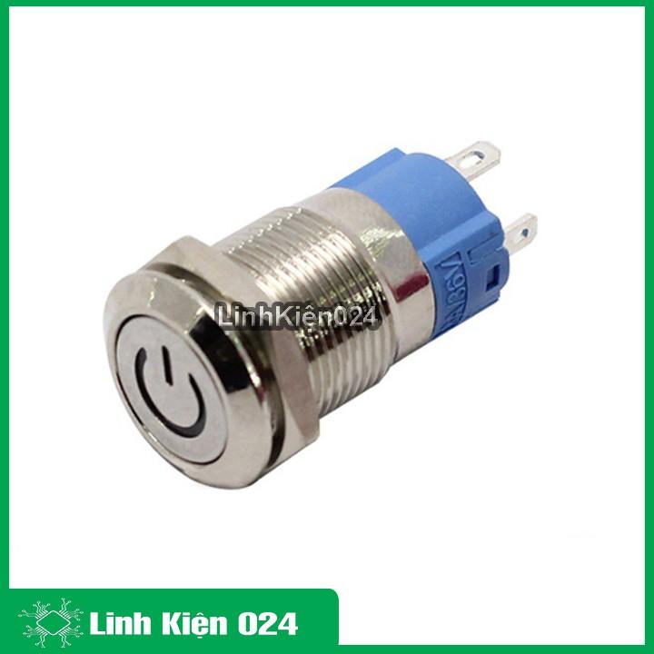 Nút Nhấn Đề Sắt Chống Nước Có Đèn Báo 12VDC-12mm Nhấn Nhả