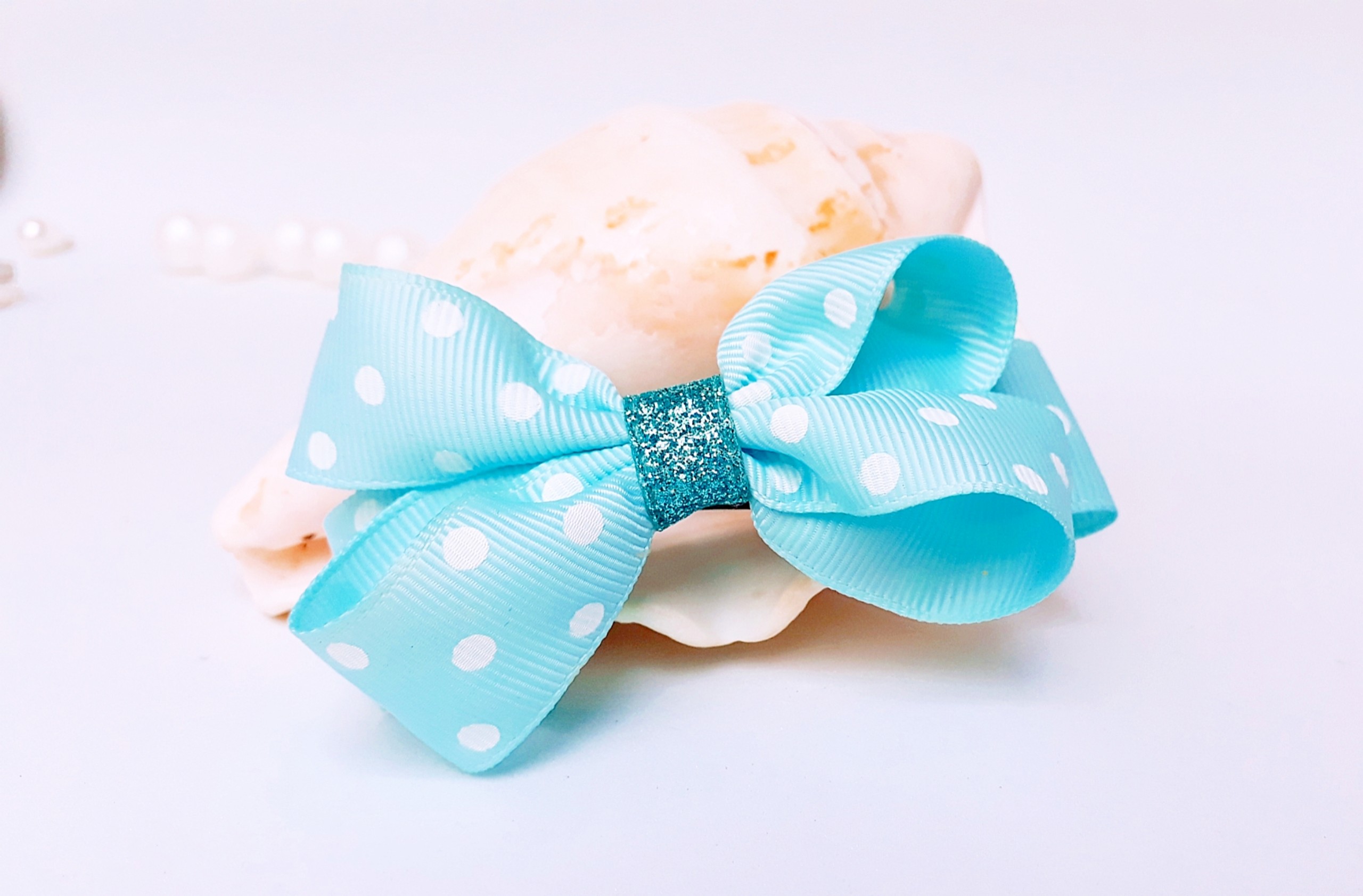 KẸP TÓC NƠ PHỒNG CHẤM BI K022