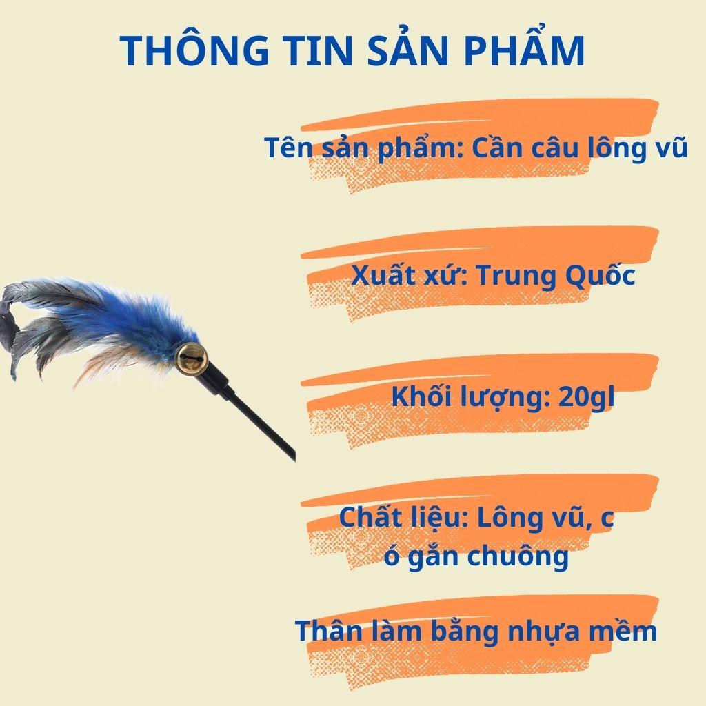 Cần câu lông vũ, có gắn chuông, đồ chơi cho chó mèo