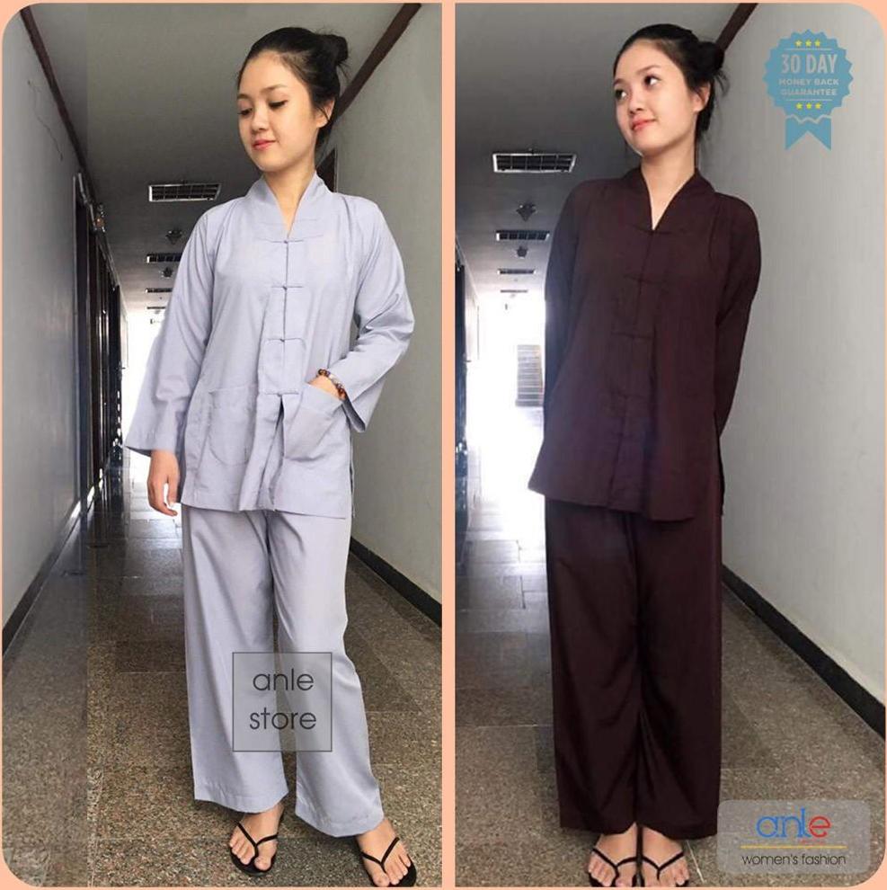 Bộ đồ phật tử Mẫu La Hán Nam Nữ vải Kate mịn, đồ lam đi chùa quần áo trang phục giản dị đi lễ chùa - Anle Store