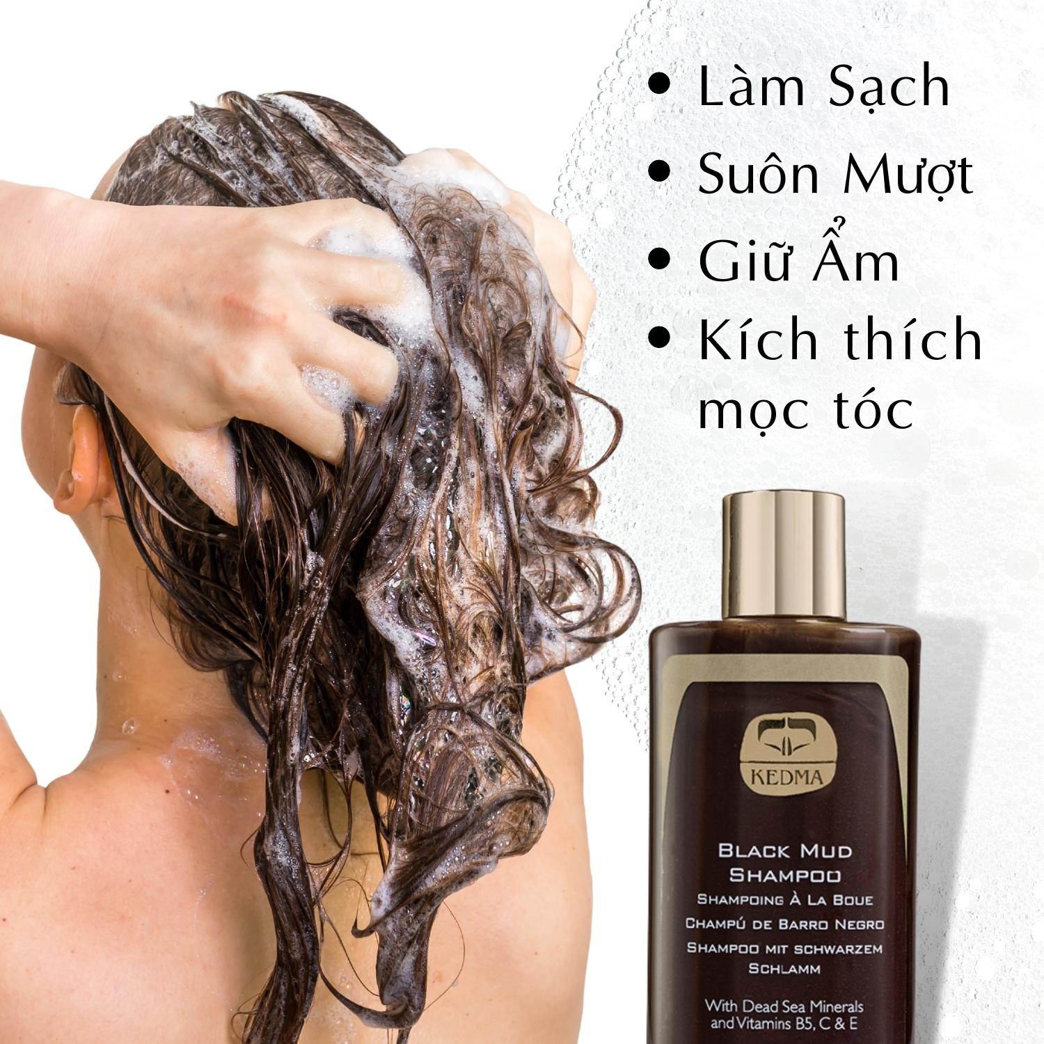 Black Mud Shampoo 250ml - Dầu gội bùn đen Kedma