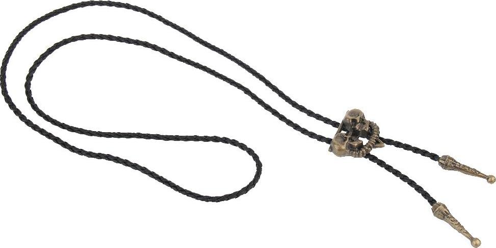 Punk Skeleton Skull Bolo Tie Leather Necktie Necklace Western