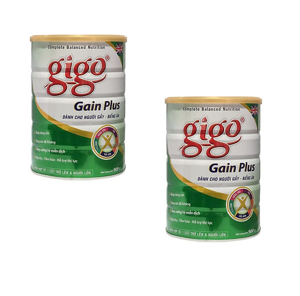 Combo 2 hộp Sữa Bột Gigo Gain Plus 900g - DD hàng ngày cho người gầy - tặng kèm khăn lau đa năng mềm mịn.