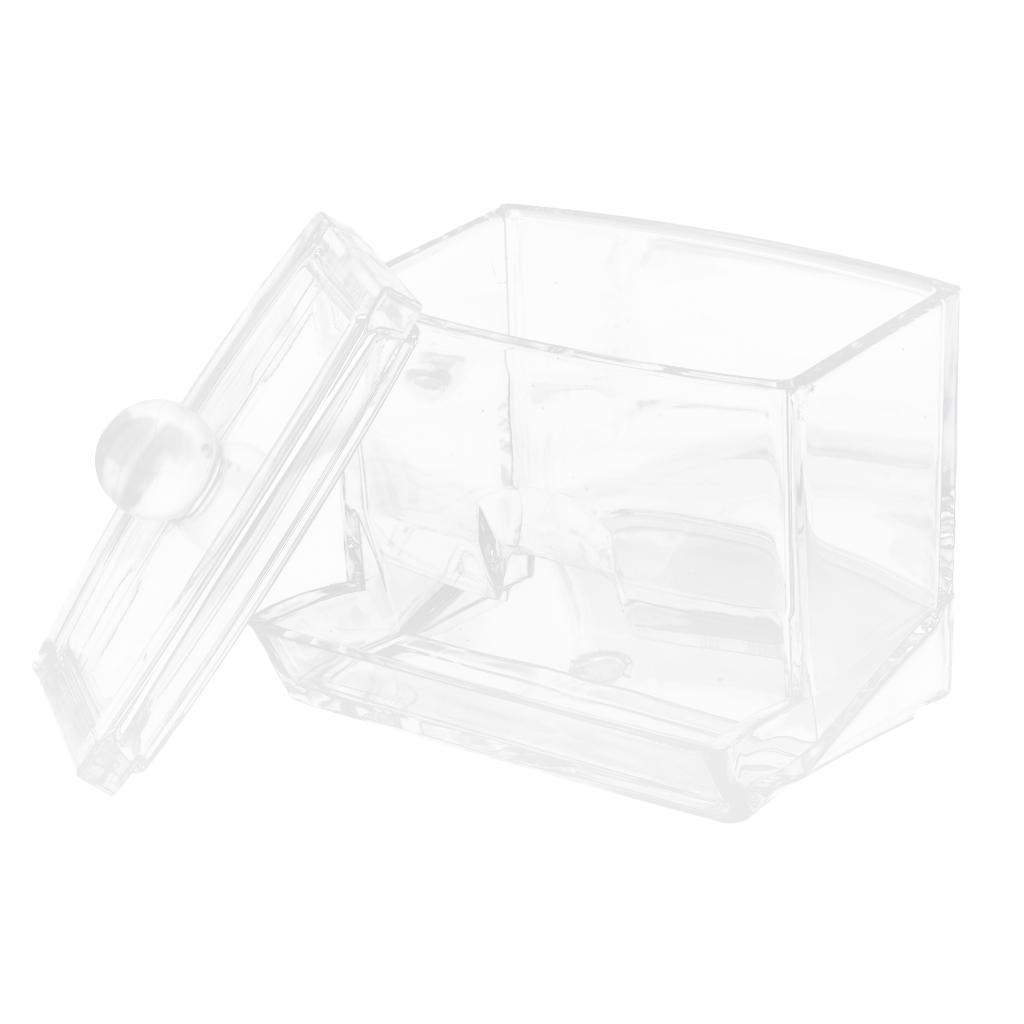Clear Cotton Ball and Swab Holder Organizer Storage Box- Premium Quality Acrylic Round Container Makeup Pads Swab Holder Case