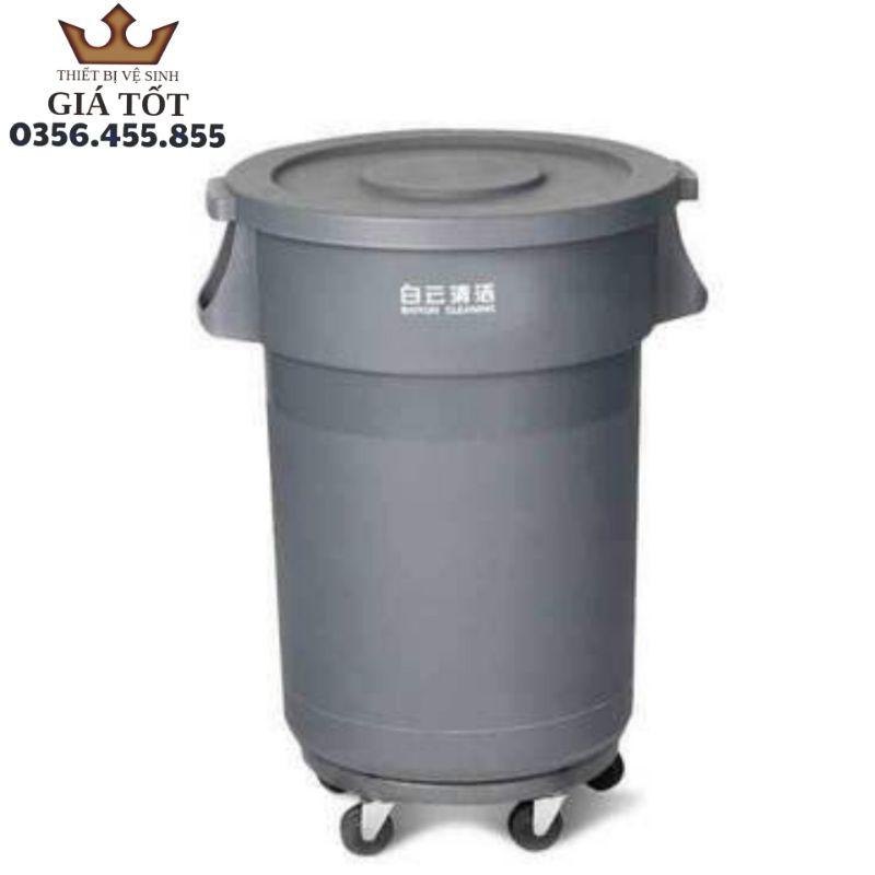 Thùng rác nhựa Baiyun dùng trong nhà bếp màu xám 80L/120L