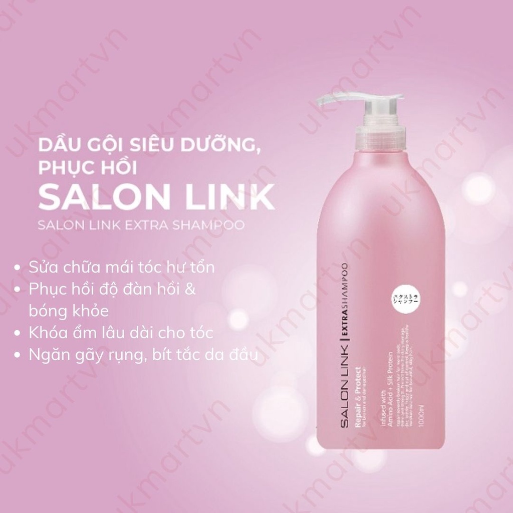 Cặp Gội Xả đầu Salon Link Extra Treatment dành cho tóc thẳng 1000ML (chai hồng)( không có tem phụ- không xuất hóa đơn )