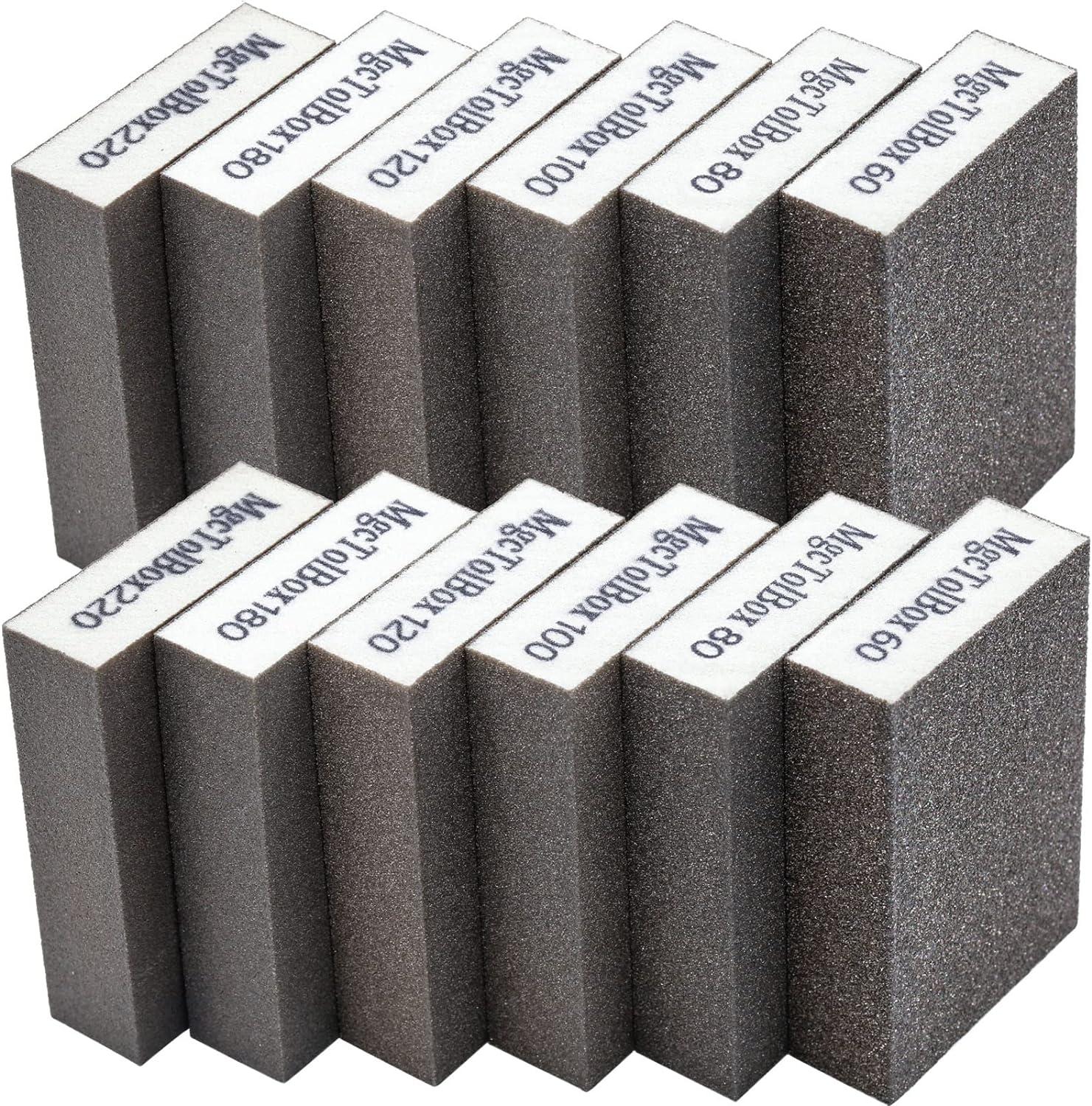 12 Miếng Bọt Biển Chà Nhám, Khối Chà Nhám Bộ Cát Đánh Bóng Kích Thước 60/80/100/120/180/220 Có Thể Giặt Và Tái Sử Dụng