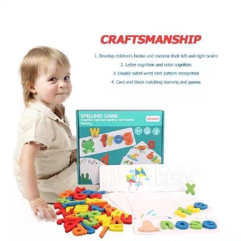 Bộ ghép chữ cái tiếng Anh 3D - Đồ chơi giáo dục gỗ cho bé