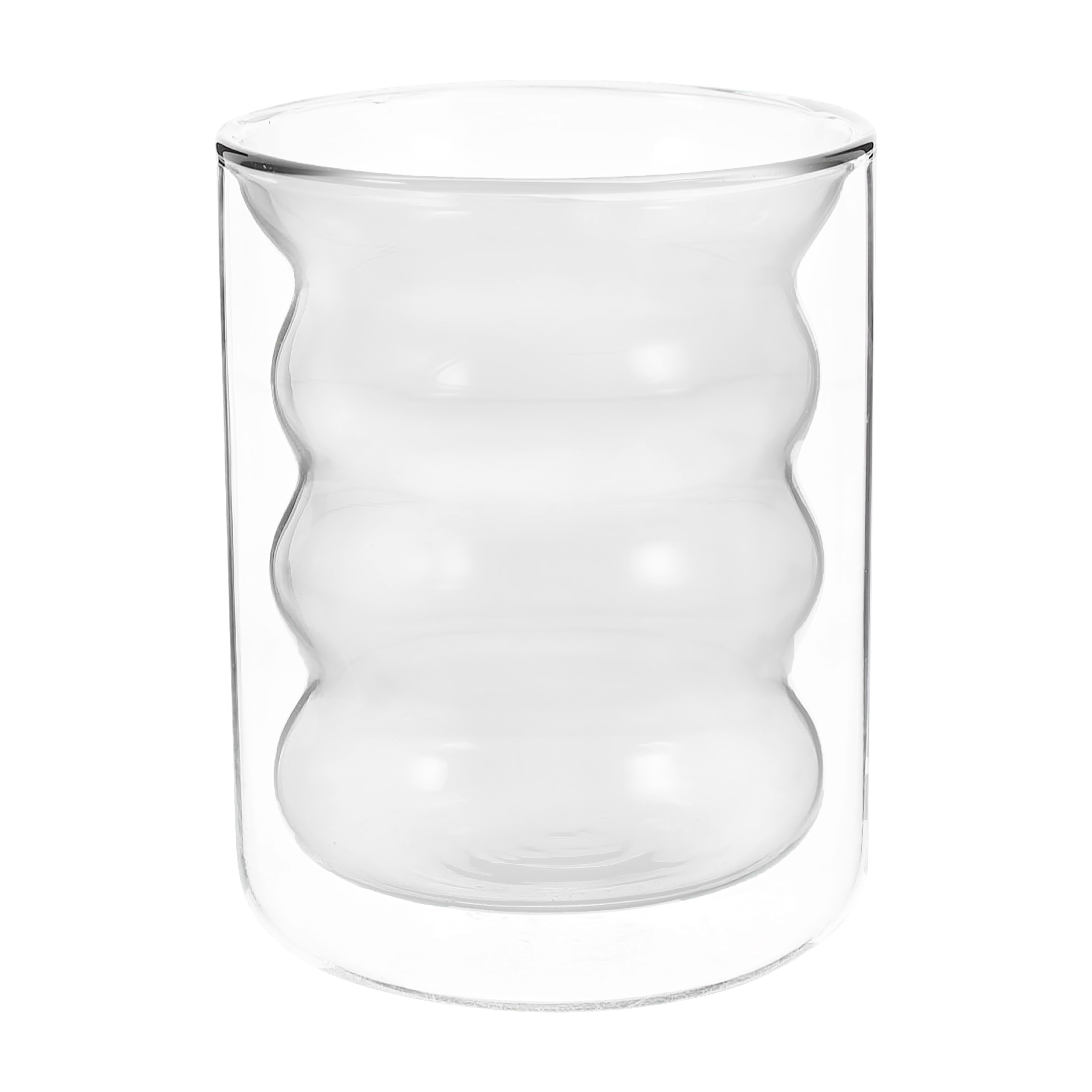 Ly Thủy Tinh Uống Nước 2 Lớp Cách Nhiệt Hình Gợn Sóng Độc Đáo 400ml