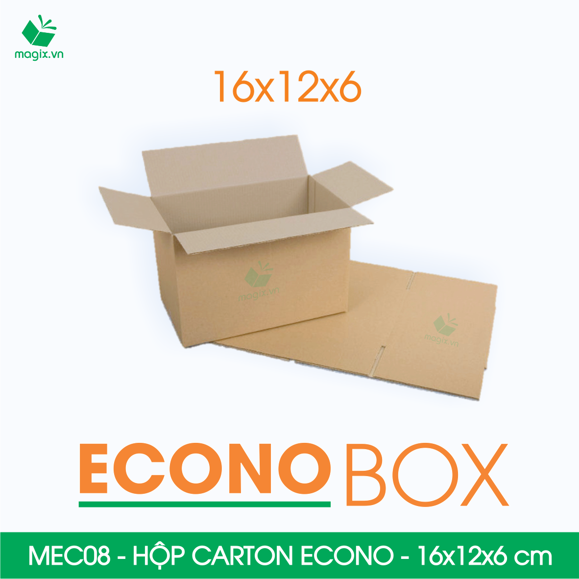 MEC08 - 16x12x6 cm - Combo 100 thùng hộp carton trơn siêu tiết kiệm ECONO