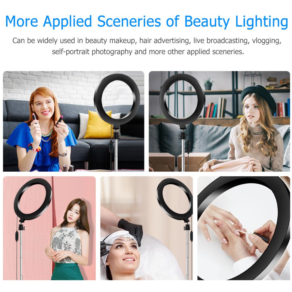 Vòng đèn chụp ảnh tự sướng Di động 20cm / 8 inch  3200K-5500K video 3  Chế độ chiếu sáng với Chân máy để bàn