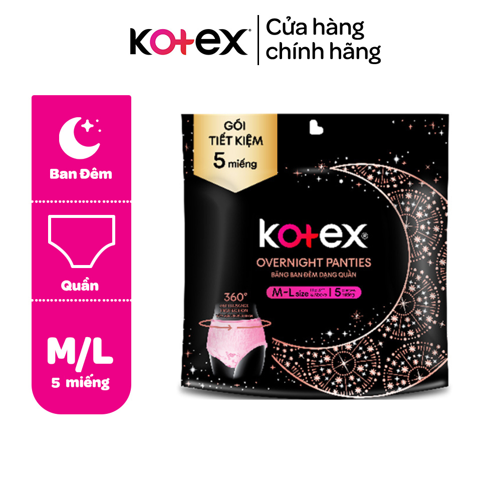 Băng Vệ Sinh Kotex Ban Đêm Dạng Quần cỡ M/L 5 miếng