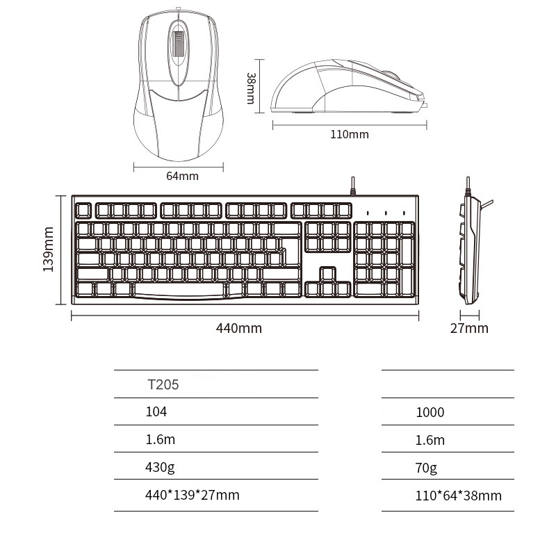 Combo bàn phím chuột Newmen T205 - Hàng chính hãng