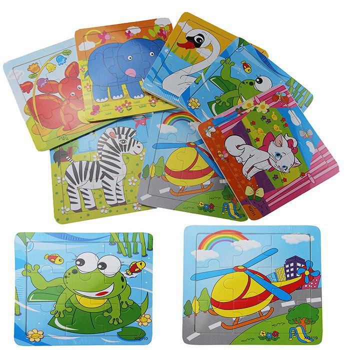 COMBO 10 TRANH XẾP HÌNH GỖ PUZZLE 9 MIẾNG CHO BÉ TỪ 2-6 TUỔI( có nền nhận biết)