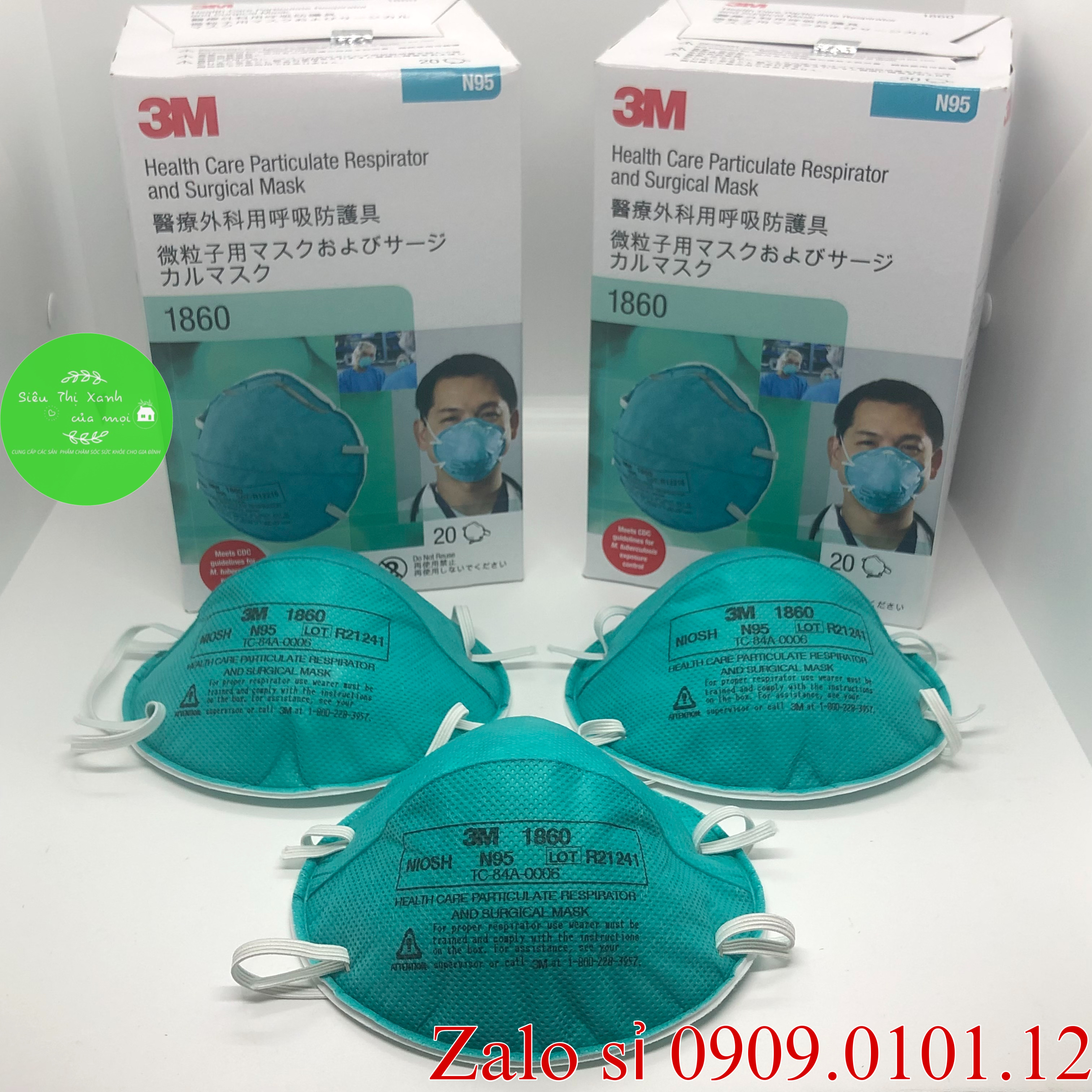 Hình ảnh Khẩu trang 3m 1860 chính hãng hộp 20 cái, khẩu trang n95 mask đệm mũi cao cấp đạt tiêu chuẩn NIOSH (Mỹ)