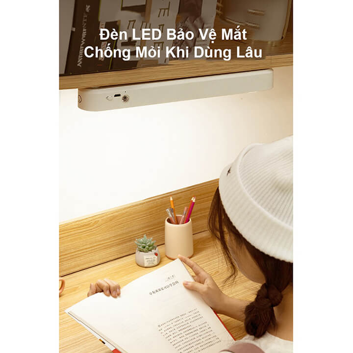 Đèn Học Led Chống Cận Có Điều Khiển Từ Xa Tích Điện 3 Chế Độ Sáng, Đèn Đọc Sách Cảm Ứng Gắn Phòng Ngủ Bàn Trang Điểm