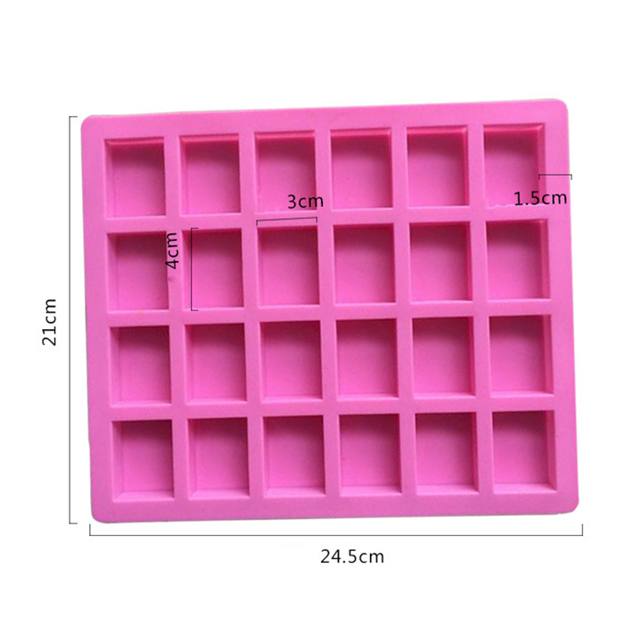 Khuôn Làm Bánh Socola Bằng Silicone Mềm Hình Chữ Nhật (24 Khoang) (24.5x20.5x1.5cm)