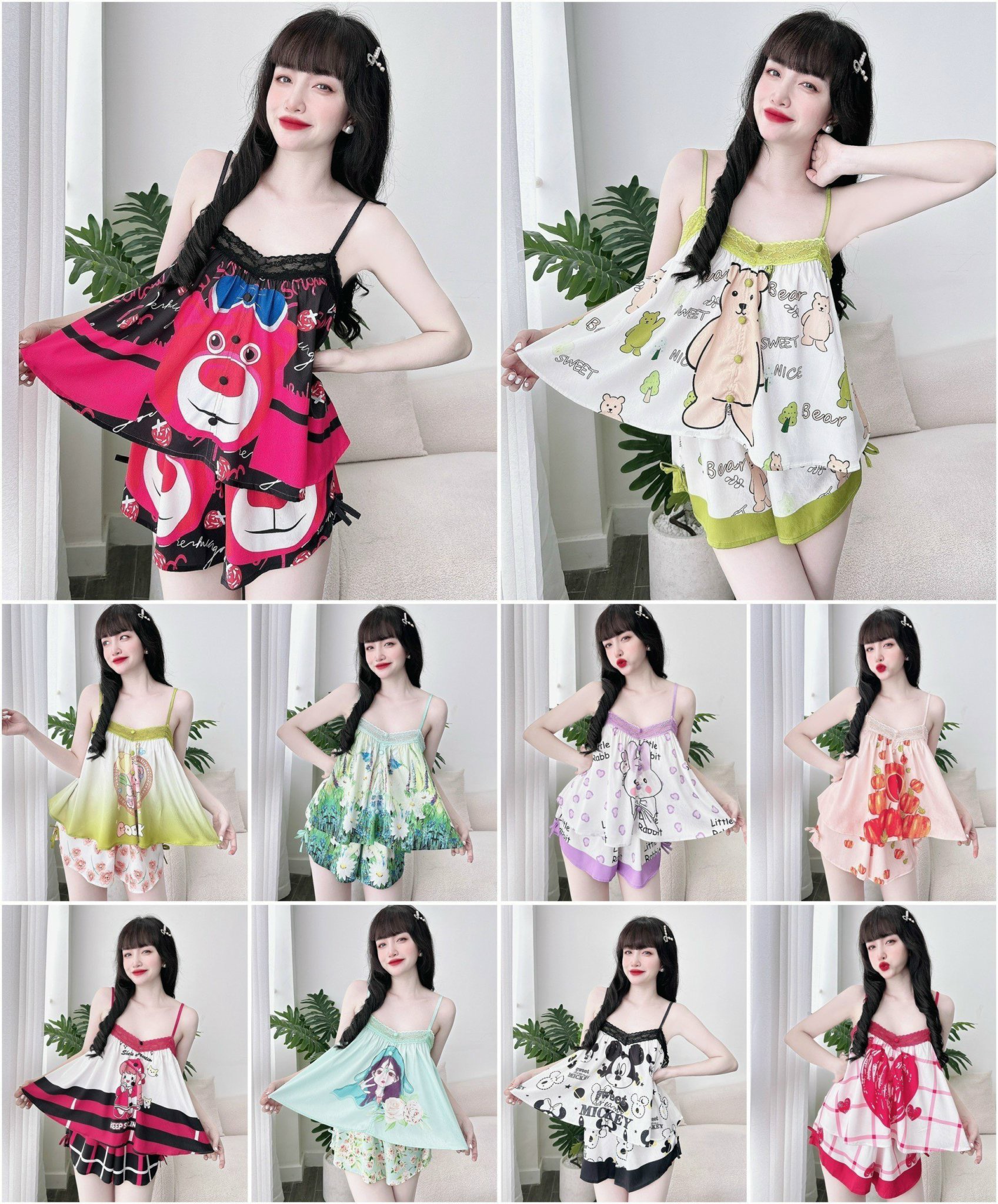 BỘ NGỦ GIẢ VÁY SIÊU DỄ THƯƠNG DƯỚI 65KG DÀNH CHO NỮ