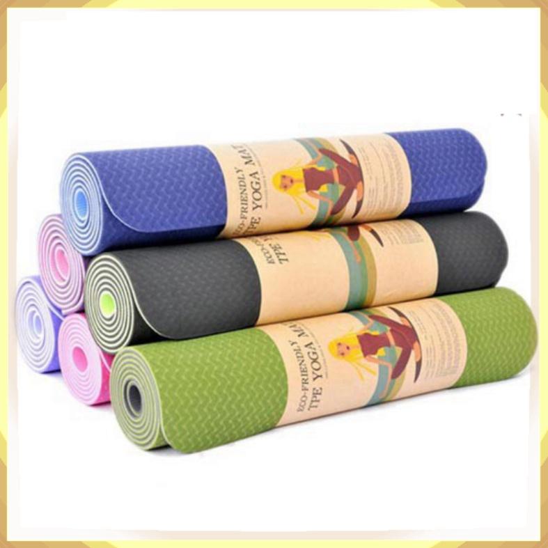 Thảm Tập Yoga CHÍNH HÃNG Chống Trơn Trượt 2 Lớp Cao Su Non TPE Cao Cấp Tập Thể Dục Tại Nhà