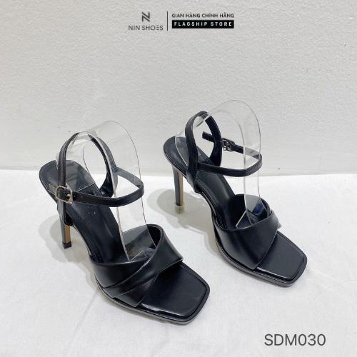 Giày Sandal nữ Ninshoes - Sandal mũi vuông đúp đế 10p quai bản chéo