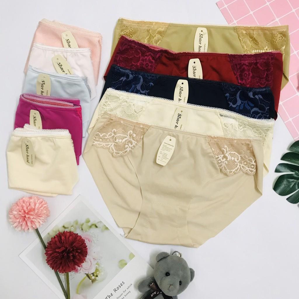 Quần lót nữ - Combo 5 quần lót phối ren 2 bên -Quần chip siêu nhẹ cạp viền