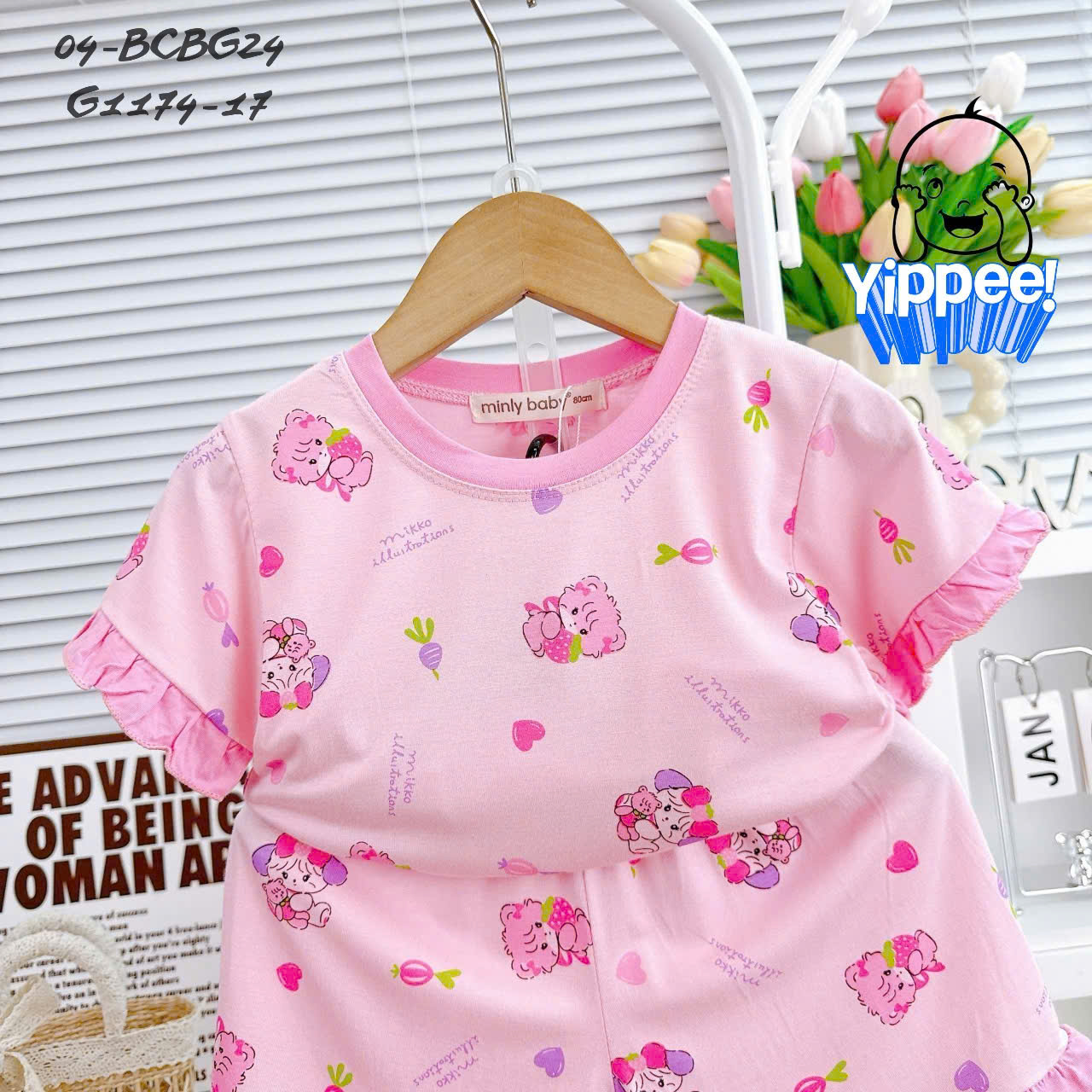 Đồ bộ bé gái, bộ cộc tay cho bé sơ sinh size 5-18kg chất thun lạnh mềm mịn mát