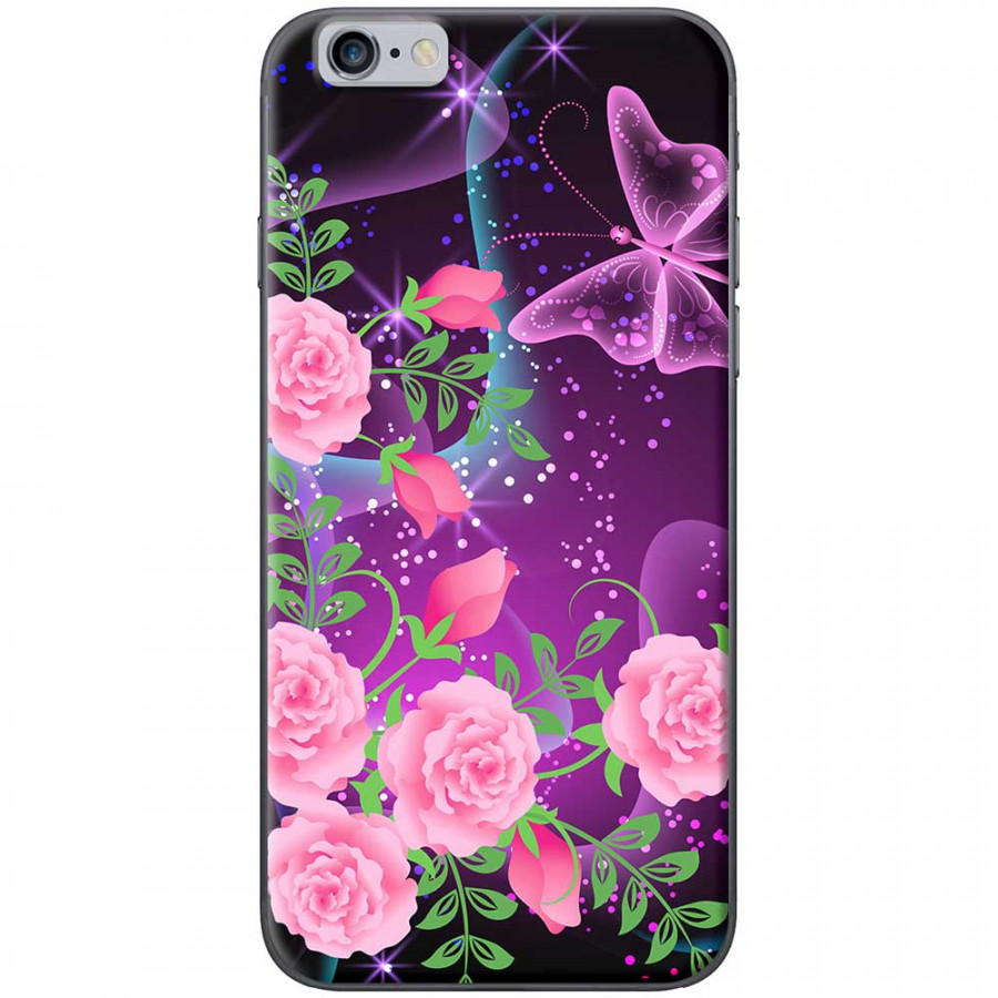 Ốp lưng dành cho iPhone 6 Plus, iPhone 6s Plus mẫu Hoa hồng bướm tím