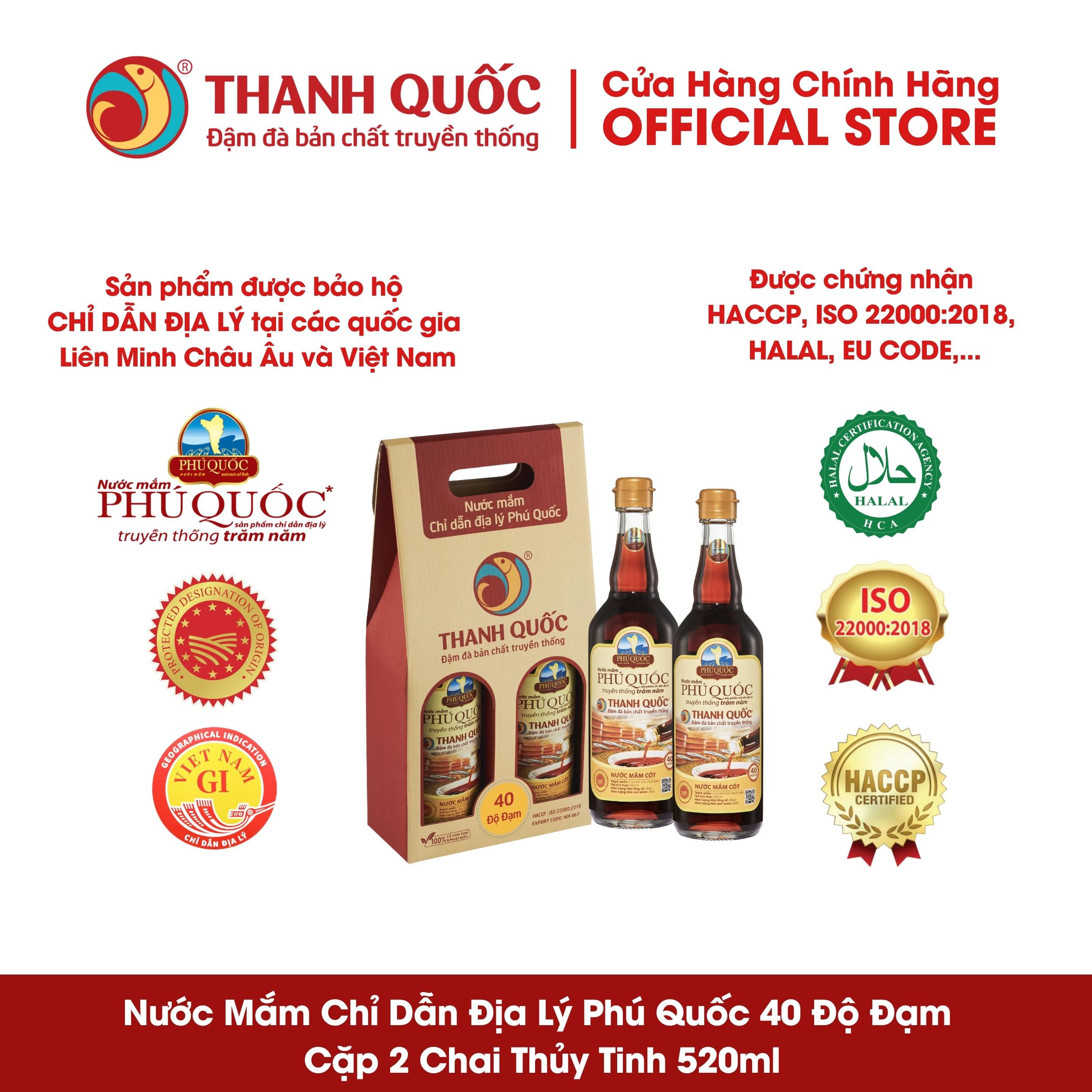 Hộp 6 Chai Nước Mắm Phú Quốc - Thanh Quốc 520ml 40N