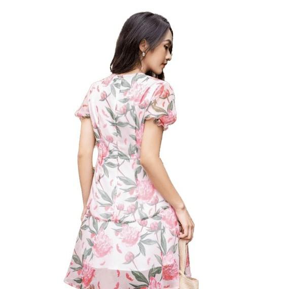 Đầm hoa tơ, chân đuôi cá rút nhúm SYO D4012-21