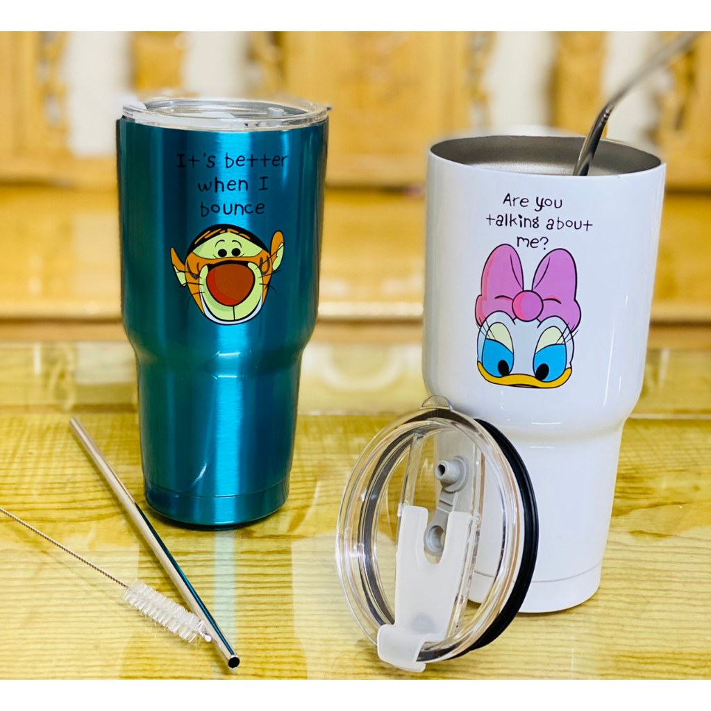 Ly Giữ Nhiệt  900ml Chống Tràn Tiện Lợi Tặng Kèm Bộ Phụ Kiện 2 Ống Hút Tái Sử Dụng Cọ Rửa Và Túi Đựng Hàng Chính Hãng
