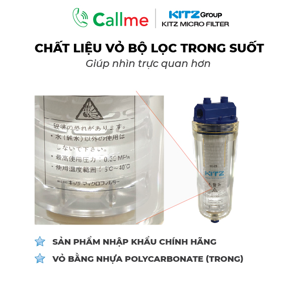 Bộ lọc tổng Callme Kitz AUH-TR-1 - Lọc tổng cho gia đình, thương mại công suất lớn 30 lít/phút, công nghệ màng lọc sợi rỗng - Hàng nhập khẩu từ Nhật Bản