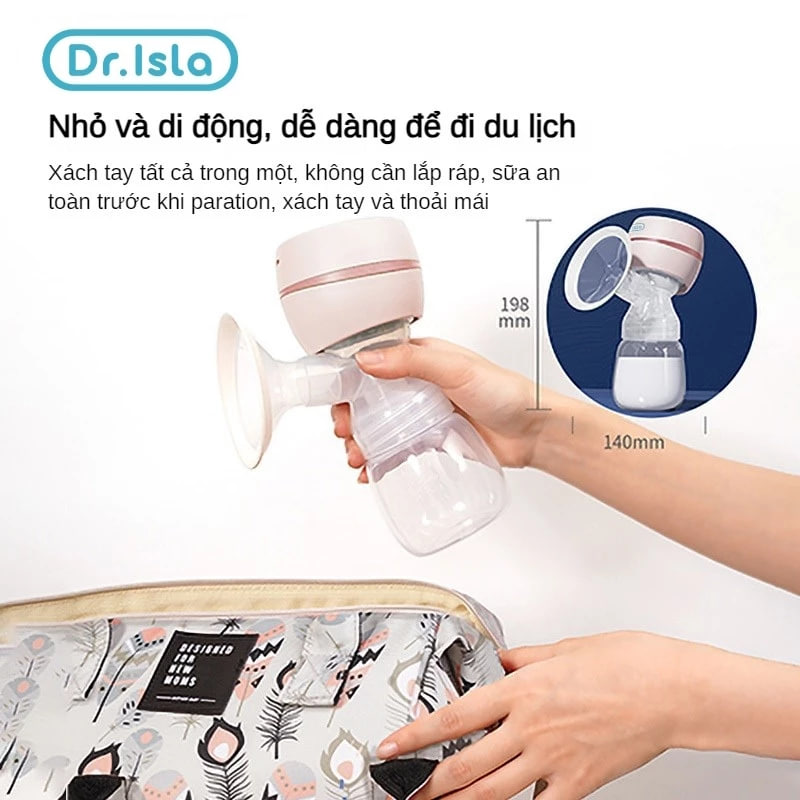 Dr.Isla Máy Hút Sữa Không Dây Điện Cầm Tay PPSU Silicone Cao Cấp 9 Mức Điều Chỉnh Lực Hút Không BPA 180ml EB11