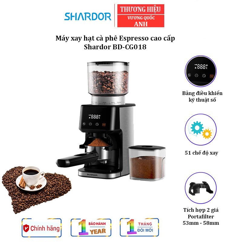 Máy xay hạt cà phê Espresso cao cấp Shardor BD-CG018 - HÀNG CHÍNH HÃNG