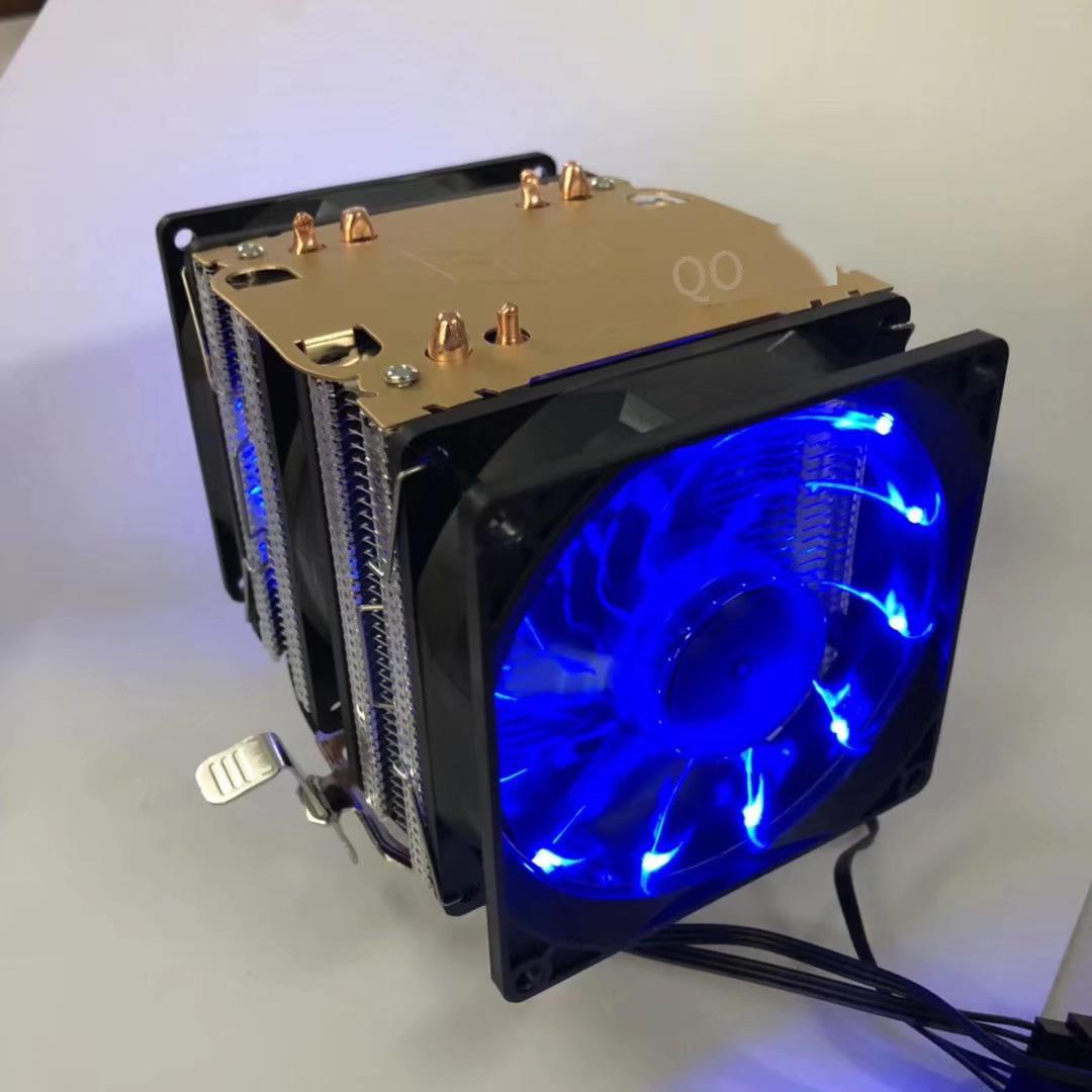 Khuyến mãi 4 tháp đôi ống đồng quạt tản nhiệt CPU quạt đôi 3 quạt có đèn phát sáng tản nhiệt cực mạnh