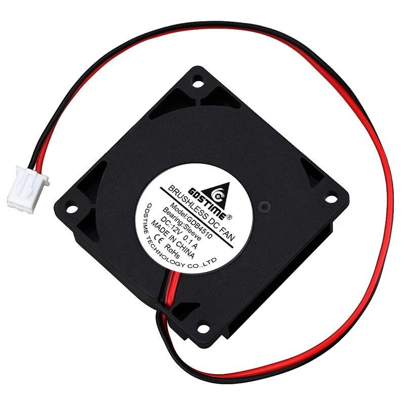2Pcs Gdstime DC 12V Fan 45mm 45mmx45mmx10mm Radial Exhaust Brushless 3D Printer Cooler 4.5cm 45x10mm Turbo Blower Cooling Fan
