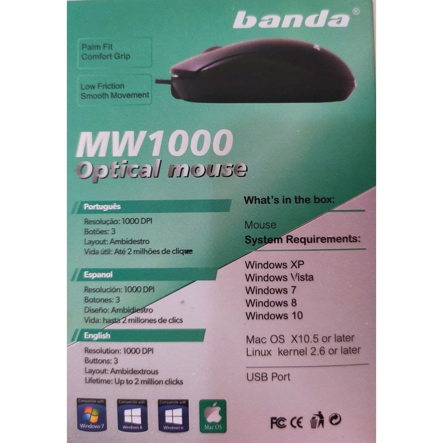 Chuột Có Dây Banda Mw1000 1000DPI Hàng Chính Hãng