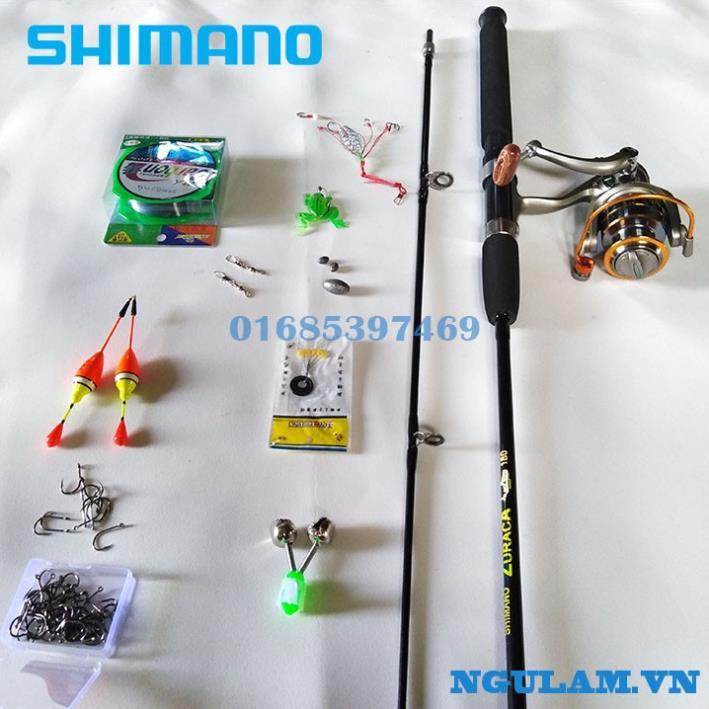 Bộ cần câu shimano 2 khúc 2m7 ,máy yumoshi lc 7000 kèm trọn bộ phụ kiện (rẻ vô địch)