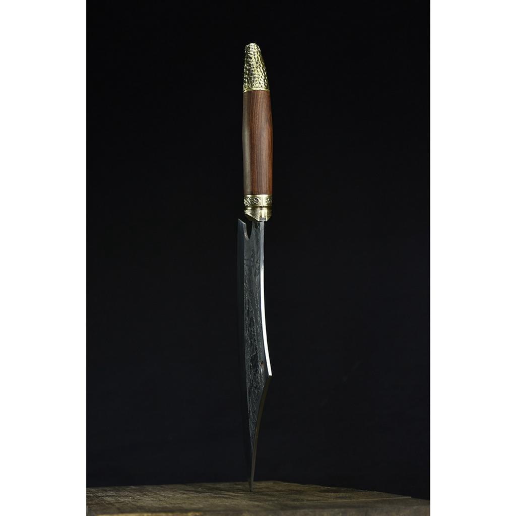 Dao bếp thái lọc,chặt gà không rỉ cao cấp, mặt dao dập chìm hoa văn hổ, khâu đồng -TOPCOMSHOP - A16 DT150