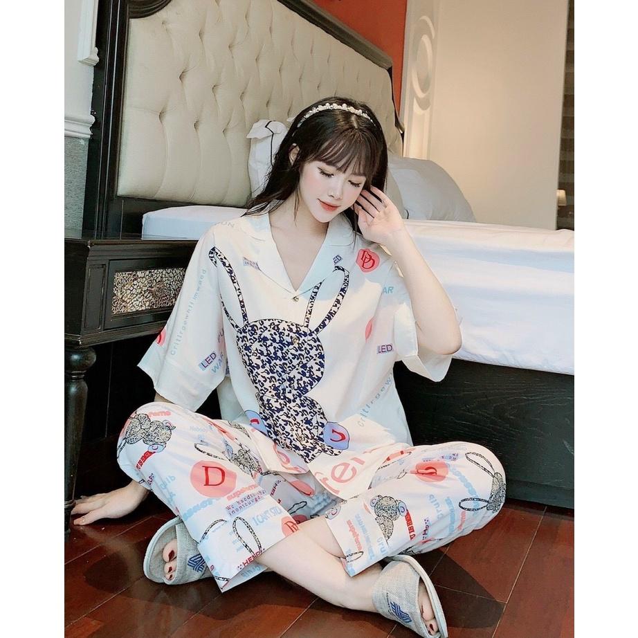 Đồ bộ mặc nhà Pijama dơi dài, chất lụa mango dày dặn, mềm mát - Freesize dưới 60kg