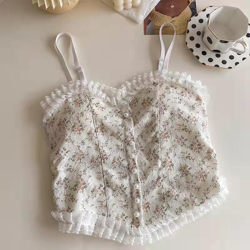 MS653 Áo hai dây ren lưới vạt bầu đính ngọc lưng chun